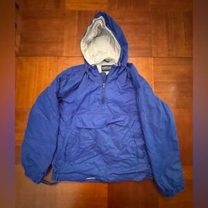 VINTAGE Lands End Jacket Men Windbreaker Blue 1/4 Zip Rain Pullover Large